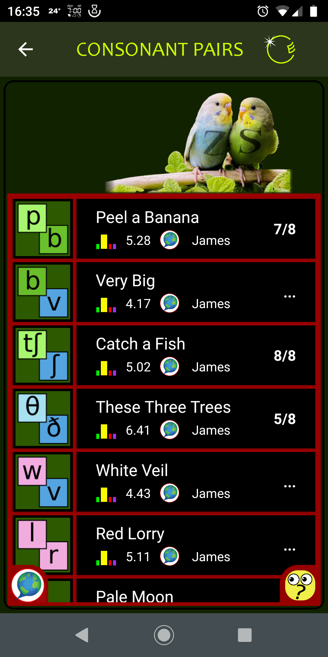A pronunciation video menu