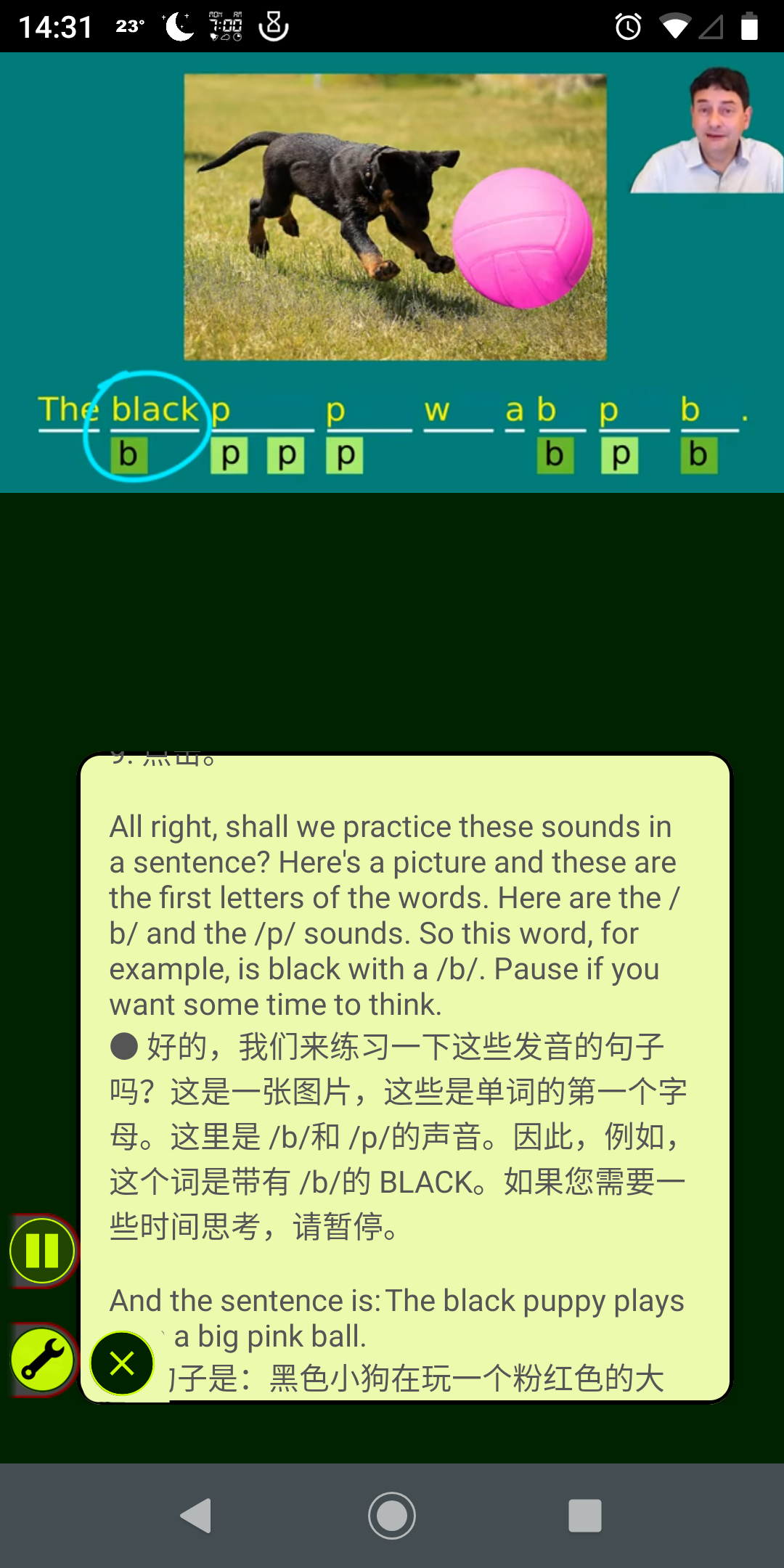 Pronunciation video puzzle