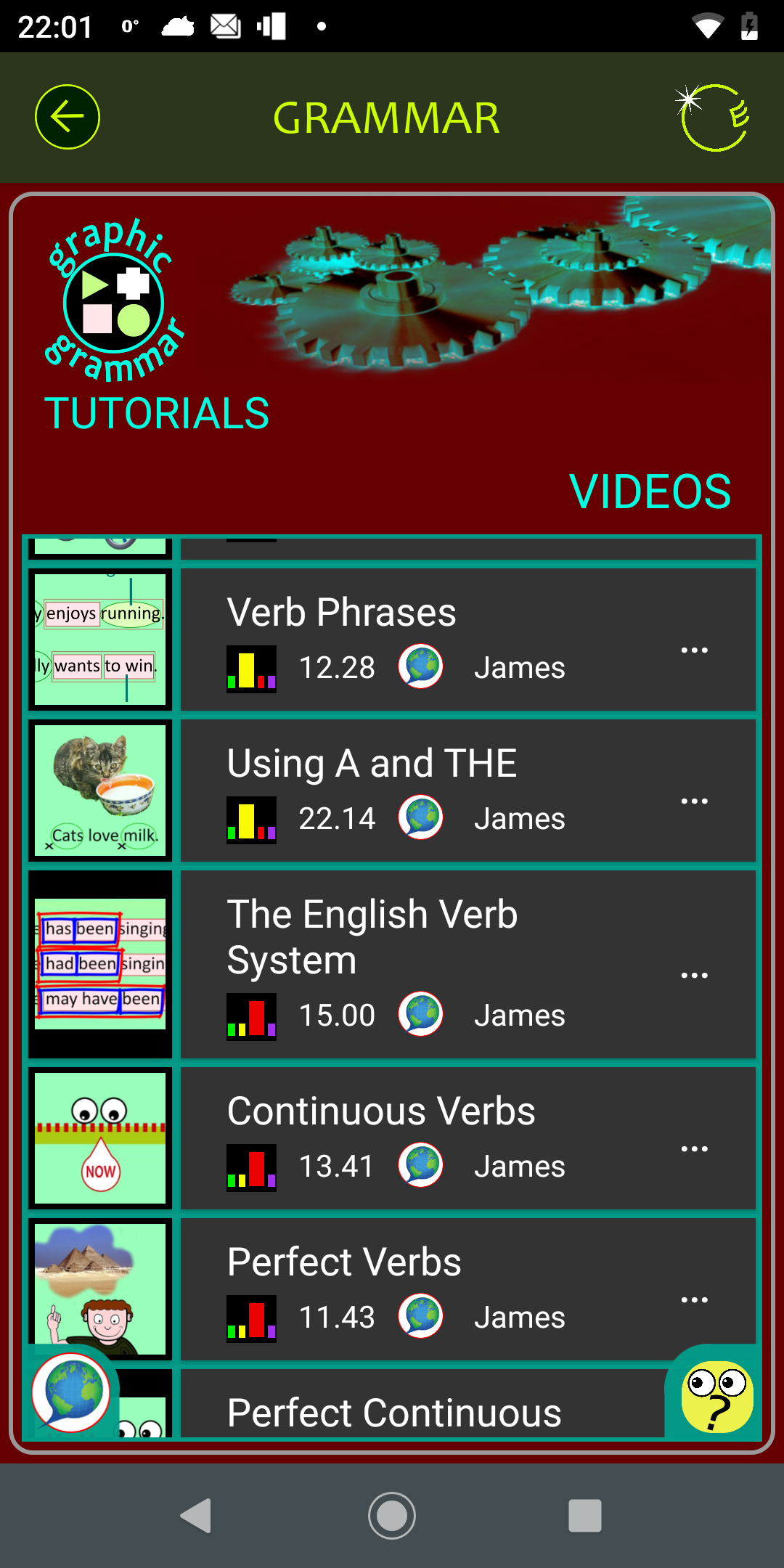 Grammar video menu